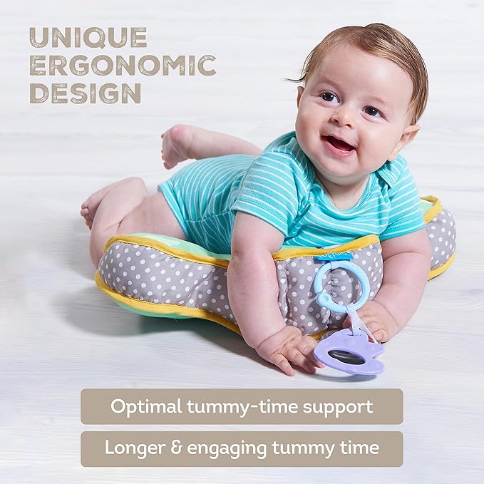 Taf Toys Baby Tummy Time Cushion | Perfect for 2-6 Months Old Babies, Enables Easier Development & Easier Parenting, Natural Developmental, Comfortable Tummy Time, Ergonomic Design, Detachable Toys