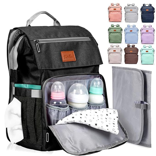 PILLANI Baby Diaper Bag Backpack - Large Bag for Boys & Girls, Waterproof Diaper Backpack - Travel Diaper Bags w/Changing Pad, Baby Registry Search & Shower Gifts - Essentials Must Haves Newborn Stuff