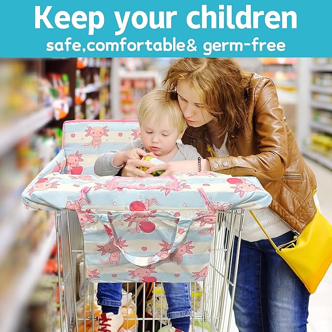 Shopping Cart Cover for Baby,2-in-1 Baby Cart Covers with Portable Cloth Bag Cart Seat Pad for Babies Grocery Cushion Cover Restaurant,Suitable for All Supermarkets and Restaurants