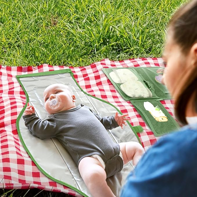 Portable Changing Pad for Baby, Travel Diaper Changing Pad for Newborn, Large Waterproof Baby Changing Mat, Foldable & Detachable Diaper Changing Station with Baby Wipes Pockets, Baby Stuff by Pillani
