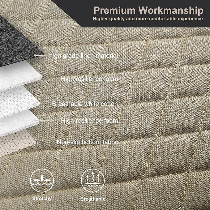 West Llama Linen Car Seat Covers,Bottom Seat Covers for Cars Include 1 Piece Front Driver Seat Pad Mat Universal Fits 90% Vehicles,SUVs,Cars,Sedans(1Piece-Beige)