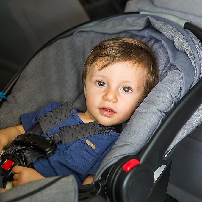 Baby Car Seat Neck Cover, Car Seat Strap Cover, Seat Belt Cushions Pads, Shoulder Strap Protectors, Reversible Pram Harness Covers in Minky, Baby Neck Pad Protector