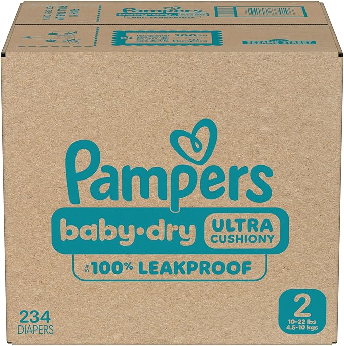 Pampers Diapers - Baby Dry - Size 2, 234 Count, Absorbent Disposable Infant Diaper (Packaging May Vary)