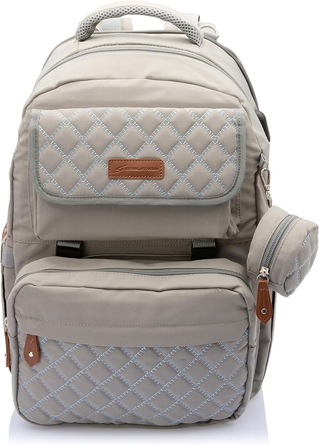 Maelstrom Large Diaper Bag,29L-45L Expandable Diaper Bag Backpack for 2 Kids/Twins, with Removable Cross Body Bottle Bag for Mom/Dad,Stylish Baby Bag Gift for Boys/Girl-Mothers Day Gifts-Grey