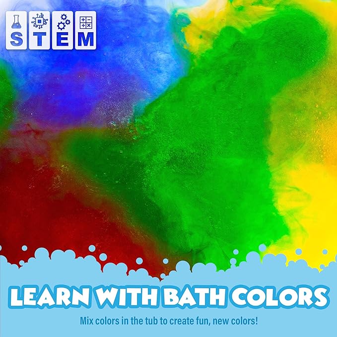 Bath Color Tablets for Kids, 150 Count | Nontoxic & Fragrance-Free | Fizzy & Vivid Bath Color Tablets Create Fun Bath Colors | 7 Colored Water Tablets for Variety | BathBombs for Kids Bath