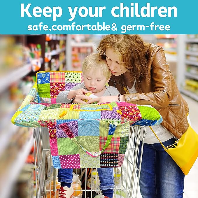 Shopping Cart Cover for Baby,2-in-1 Baby Cart Covers with Portable Cloth Bag Cart Seat Pad for Babies Grocery Cushion Cover Restaurant,Suitable for All Supermarkets and Restaurants