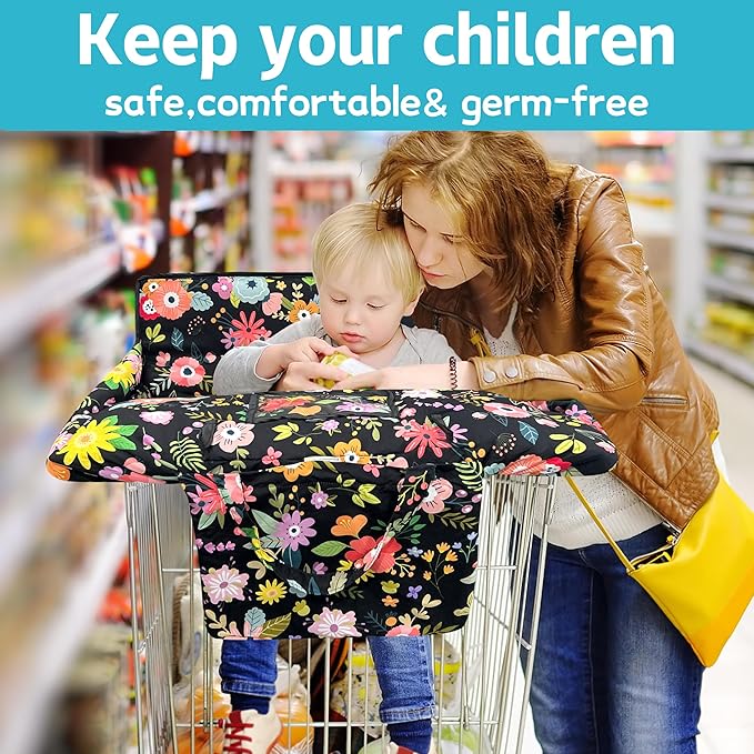 Shopping Cart Cover for Baby,2-in-1 Baby Cart Covers with Portable Cloth Bag Cart Seat Pad for Babies Grocery Cushion Cover Restaurant,Suitable for All Supermarkets and Restaurants