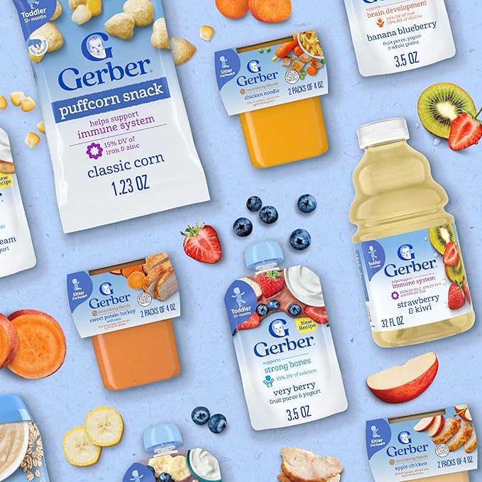 Gerber Stage 2 Baby Food, Nourishing Blends Tubs, Baby Puree, Variety Pack, 32PK