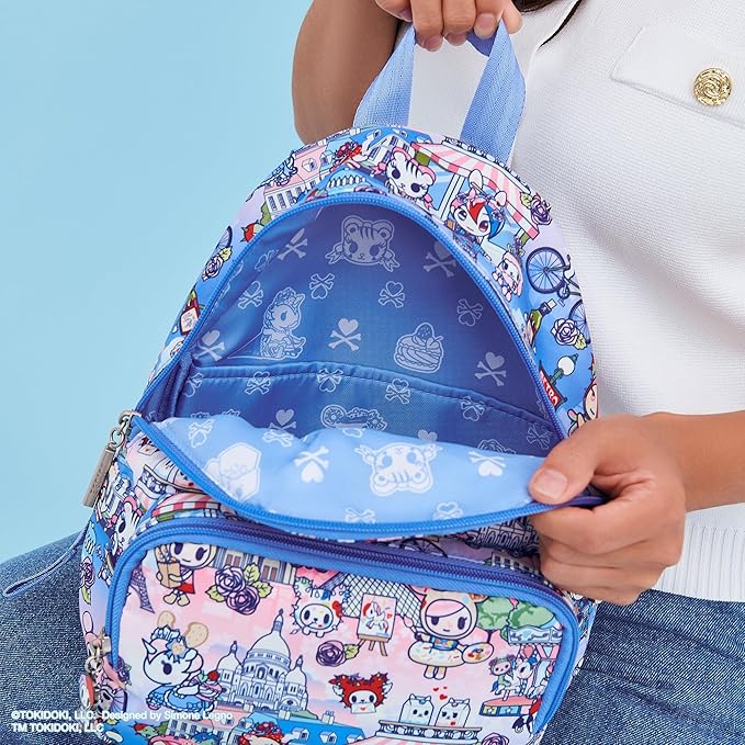 JuJuBe x tokidoki C'est la vie à Paris Everyday Mini Small Diaper Backpack, Essentials for Mom, Newborn & Baby, Women’s Purse, Baby Bottle Pockets, Adjustable Padded Straps, Machine Washable