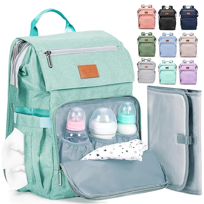 PILLANI Baby Diaper Bag Backpack - Large Bag for Boys & Girls, Waterproof Diaper Backpack - Travel Diaper Bags w/Changing Pad, Baby Registry Search & Shower Gifts - Essentials Must Haves Newborn Stuff