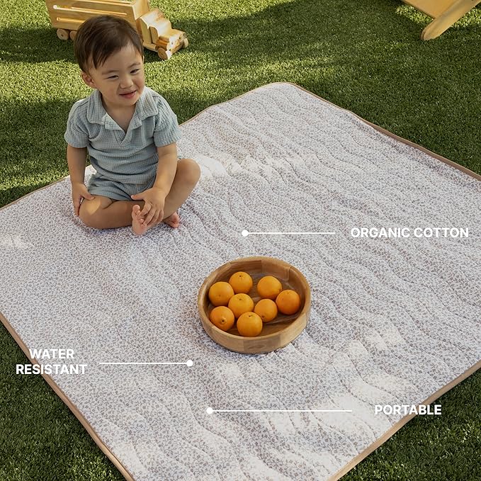 Toddlekind Portable Baby Mat, Organic Cotton 47" x 47, Portable, playpen mat, Travel, Indoor/Outdoor mat, for Babies/Toddlers, 0m+ (Earthen)