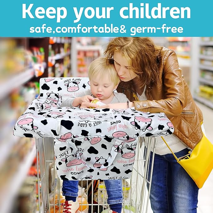 Shopping Cart Cover for Baby,2-in-1 Baby Cart Covers with Portable Cloth Bag Cart Seat Pad for Babies Grocery Cushion Cover Restaurant,Suitable for All Supermarkets and Restaurants