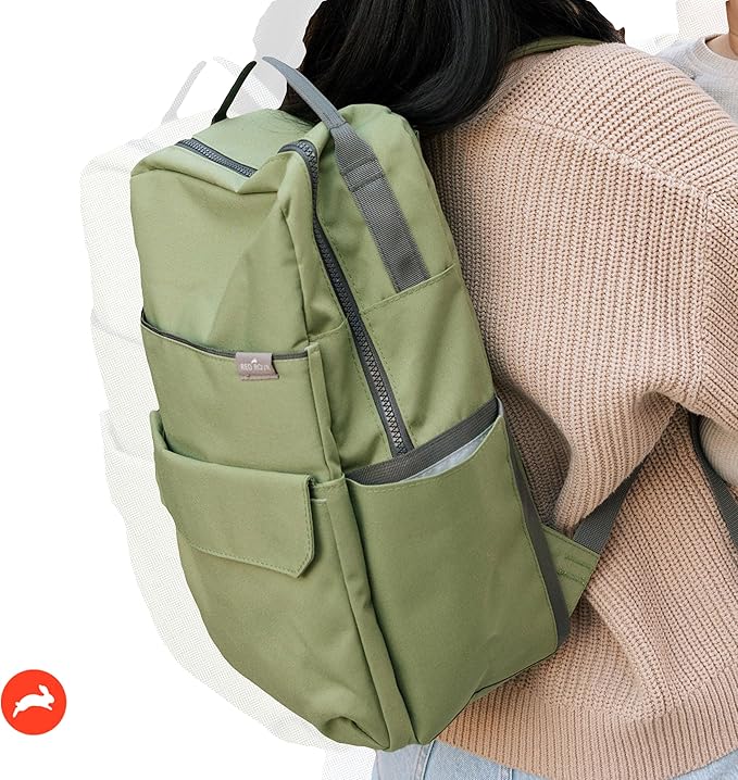 RED ROVR Roo Lightweight 1 LB Diaper Bag Backpack | 11 organizational pockets| Durable & Water-Resistant (Moss)