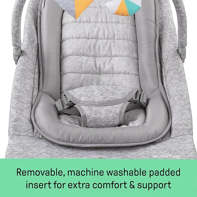 Summer Infant 2-in-1 Bouncer & Rocker Duo (Light Gray Tweed) Convenient and Portable Rocker and Bouncer for Babies Includes Soft Toys and Soothing Vibrations