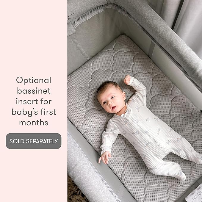 Newton Baby Deluxe Travel Crib & Play Yard | Breathable, Washable Mattress, Foldable Playpen for Toddlers, Travel Bag, Grey