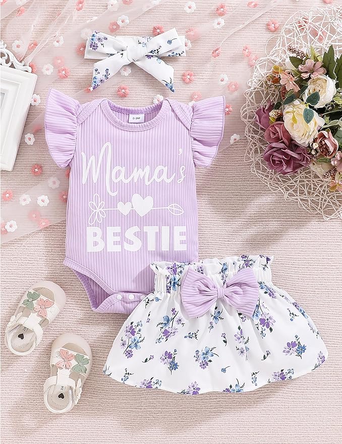 Newborn Infant Clothes Baby Girl Dress Summer Toddler Outfit Cute Girl Romper Skirt Set+Headband