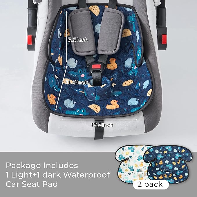 2 Pack Baby Waterproof Car Seat for Potty Training Pad,Piddle Pads Carseat Protector with Waterproof Seat Liner (Light-1 Pack+Dark-1 Pack)