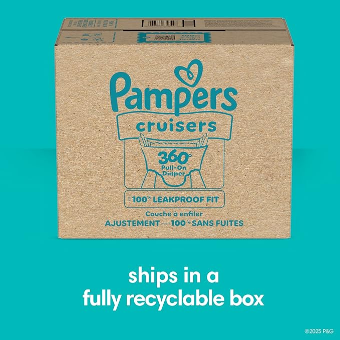 Pampers Diapers - Cruisers 360 - Size 4, 144 Count, Babyproof up to 100% Leakproof Pull-On Diaper