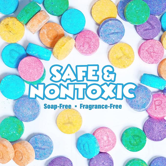 Bath Color Tablets for Kids, 150 Count | Nontoxic & Fragrance-Free | Fizzy & Vivid Bath Color Tablets Create Fun Bath Colors | 7 Colored Water Tablets for Variety | BathBombs for Kids Bath