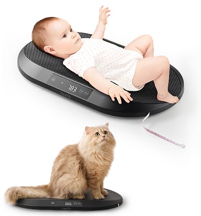 YAUYIK Digital Baby Scale with Smart Hold Function, Multifunctional Infant Scale, Large Pet Scale for Newborn Puppy, Cat and Small Animals - Up to 88lbs, Nest-Shaped Design, 150cm Soft Tape