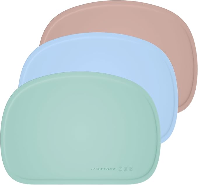 Cuddle Campus Set of 3 Silicone Placemats with Raised Edges for Kids,Toddlers,Babies, Non-Slip Dinning Table Mat, Baby Eating Mat, Food Mat Set-1