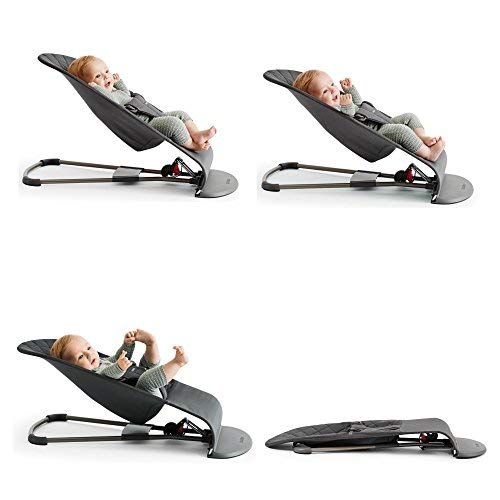 BabyBjörn Bouncer Bliss, Cotton, Black | 2-in-1 Adjustable Baby Bouncer Seat and Toddler Chair, Newborn to Toddler (8-29 lbs), 4 positions, Lightweight & Portable
