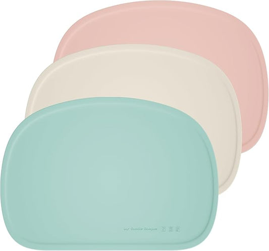 Cuddle Campus Set of 3 Silicone Placemats with Raised Edges for Kids,Toddlers,Babies, Non-Slip Dinning Table Mat, Baby Eating Mat, Food Mat Set 4