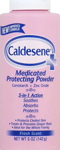 Caldesene Medicated Protecting Body Powder with Zinc Oxide and Cornstarch, Talc-Free Baby Powder Soothes & Protects, 5 Oz.