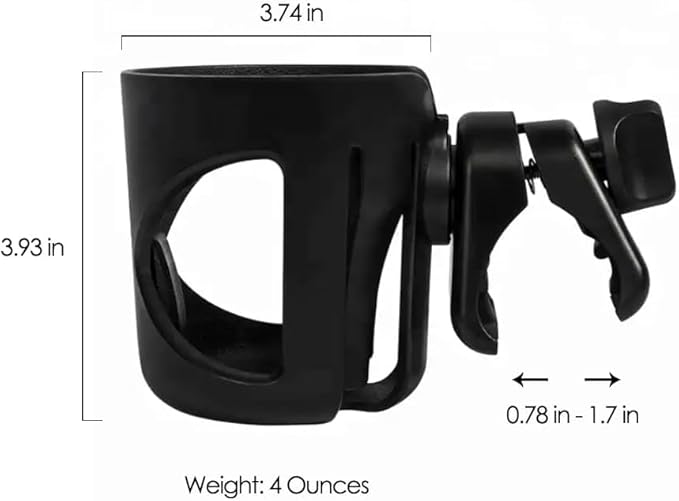 New Stroller Cup Holder for Stanley Quencher H2.0 (30 & 40 Oz. Models), Also Compatible with Stanley IceFlow (20 & 30 Oz. Models) - Black