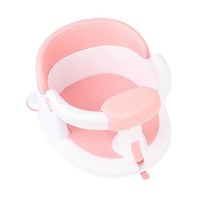 Baby Bath Seat for Babies 6 Months & Up, 360°Protection Bath Seats for Babies Sitting Up, Lockable Armrests, Non-Slip Comfortable Toddler Bath Seat with Soft Cushion