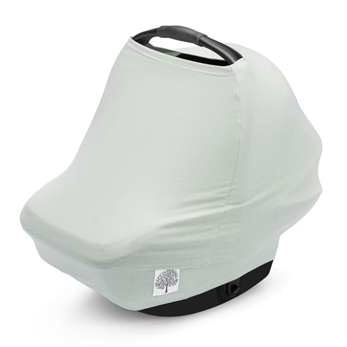 Parker Baby 4 in 1 Car Seat Cover for Girls and Boys - Stretchy Carseat Canopy, Nursing Cover, Grocery Cart Cover, High Chair Cover - Sage