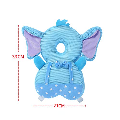 Baby Walker Head Protector Backpack, Toddler Adjustable Baby Head Protection Fall Pillow Safety Pad for Baby Walking and Crawling (Star Elephant)