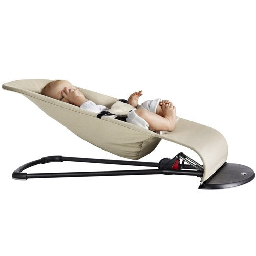 BabyBjörn Bouncer Balance Soft, Cotton/Jersey, Beige/Gray 2-in-1 Adjustable Baby Bouncer Seat and Toddler Chair, Newborn to Toddler (8-29 lbs), 4 Positions, Lightweight & Portable