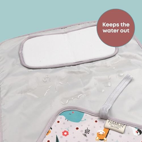HAMUR HOME Portable Baby Changing Pad – Waterproof, Foldable & Lightweight Travel Mat – Soft & Machine Washable Diaper Changer – Compact & Durable (Animal)