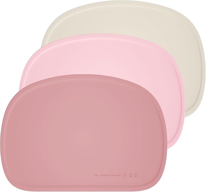 Cuddle Campus Set of 3 Silicone Placemats with Raised Edges for Kids,Toddlers,Babies, Non-Slip Dinning Table Mat, Baby Eating Mat, Food Mat Set-2