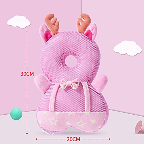 Baby Walker Head Protector Backpack, Toddler Adjustable Baby Head Protection Fall Pillow Safety Pad for Baby Walking and Crawling (Elk)