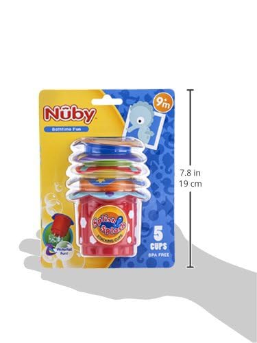 Nuby 5-Piece Splish Splash Stacking Cups Baby Bath Toy