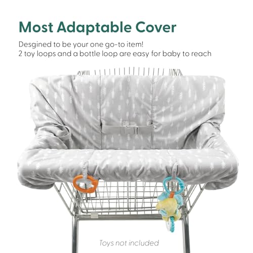 The Peanutshell Shopping Cart Cover for Baby, High Chair Cover for Restaurant Seat, Grocery Cart Cover for Baby Girl and Boy, Cotton Buggy Covers for Babies, Toddler Shopping Cart Cover, Neutral Grey