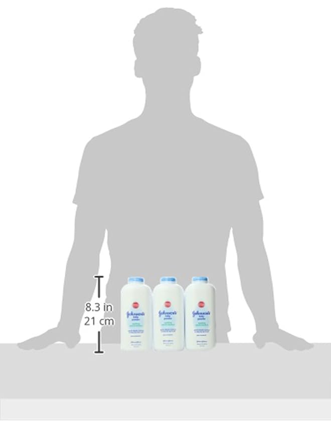 Johnson's Baby Powder with Naturally Derived Cornstarch, Aloe & Vitamin E for Delicate Skin, Hypoallergenic, Free of Parabens, Phthalates & Dyes for Gentle Baby Skin Care, 22 oz, 3 Pack