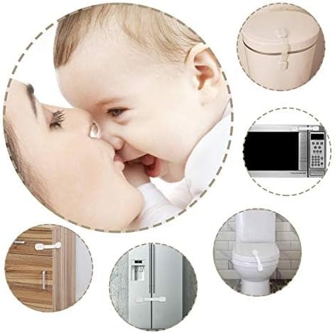 Child Proof Cabinet Locks - Cabinet Locks Baby Proofing with 3M Adhesives for Refrigerator, Oven, Cupboards, Toilet Seat - Adjustable,Easy Installation,No Drilling (4 Pack)