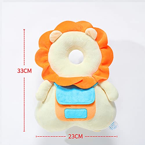Baby Walker Head Protector Toddler Adjustable Baby Head Protection Backpack Wear Safety Pad (Beige Lion)