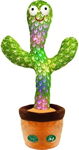 Pbooo [Update Volume Adjustable Dancing Cactus Mimicking Toy, Talking Repeat Singing Cactus Toy 120 Pcs Songs for Baby 16s Record Your Sound with Led Light