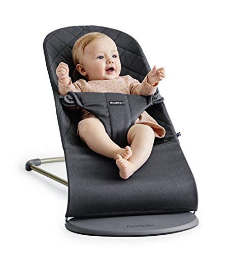 BabyBjörn Bouncer Bliss, Cotton, Black | 2-in-1 Adjustable Baby Bouncer Seat and Toddler Chair, Newborn to Toddler (8-29 lbs), 4 positions, Lightweight & Portable