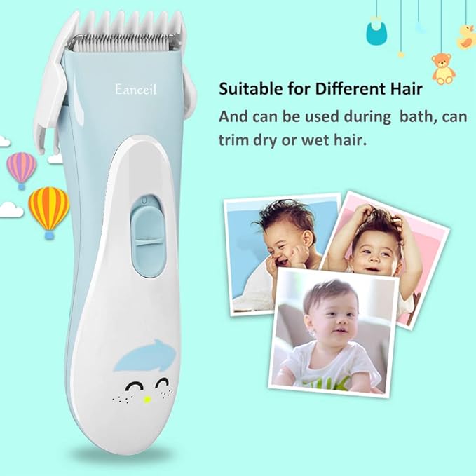 Baby Hair Clippers, Ceramic Blade Electric Kids Hair Trimmer, Ultra-Quiet Cordless Rechargeable Waterproof Haircut Kit for Kids & Adult