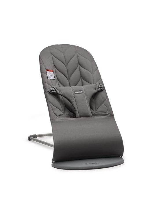 BabyBjörn Bouncer Bliss, Anthracite, Woven, Petal Quilt | 2-in-1 Adjustable Baby Bouncer Seat and Toddler Chair, Newborn to Toddler (8-29 lbs), 4 Positions, Lightweight & Portable