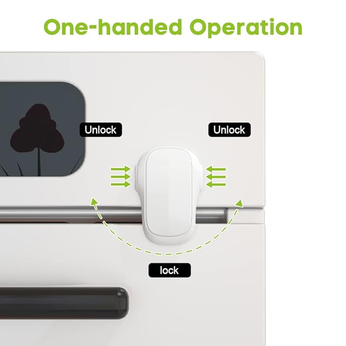 SAFELON 1 Pcs Baby Safety Oven Door Lock, Double Button Oven Lock for Kitchen Safety (White)