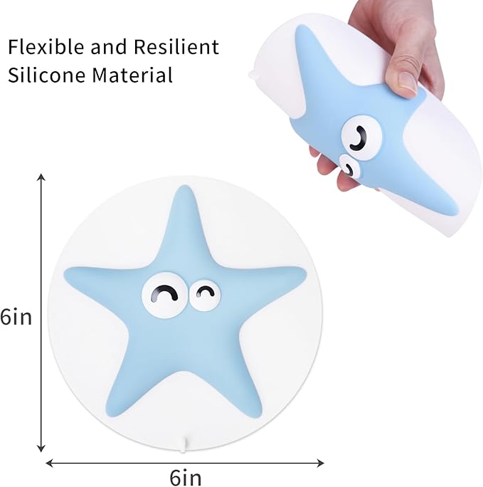 Bathtub Stopper Drain Plug Cover - Silicone Bath Tub Stopper, Shower Drain Cover, Cute Drain Stopper, Flat Drain Plug for Kitchen Sink and Bathtub, Bathtub Accessories, 6 Inches, Blue