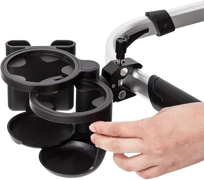 HOUSBAY Universal Stroller Cup Holder with Phone Holder, 3-in-1 Cup Holder - Large Caliber, Milk Bottle & Drink Holder