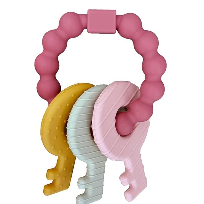 Baby Keys Toy, Teething Keys Toy for Toddlers 3-18 Months,Infants Sensory Silicone Chewable Keys Teether - Soothes Baby Gum Pain,BPA Free (Purple)