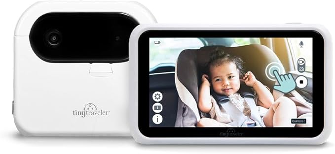 Tiny Traveler Baby Monitor - Tiny Wireless Basic Kit (TT002PBB) with Power Bank - Wireless Baby Car Monitor Camera, 8 Hours Power Bank, Night Vision, Video Record & Share, 5" Touchscreen LCD - Black